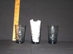 Vintage Anchor Hocking Milano blue/gray tumblers lot of 3, approx. 3 7/8″ x 2 1/