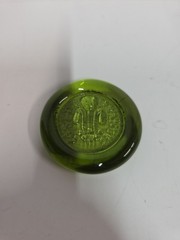 Joseph Frances Seal Green Handblown Glass Jamestown Glasshouse 2 Inch