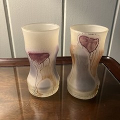 HAND PAINTED REUVEN GLASS stemware by NOUVEAU ART GLASS CO INC USA – set of 2