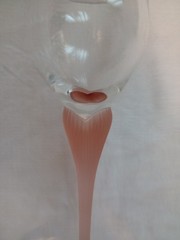 Mikasa Sea Mist Coral Frosted Heart Shaped Stem Wine Glasses-Set Of 3