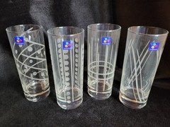 (8) NIB French Luminarc Uptown 14.5 Oz Crystal Geometric Graphics Glasses