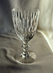 Hawkes crystal water glass. 1950s, Eardley. Stem 7330, with wafer. 6.75″ high,