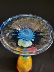 Robert Dane Citrine Tutti Frutti Hand Blown Studio Art Glass Wine Goblet SIGNED