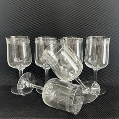 Vintage LENOX CRYSTAL MOONSPUN WINE GOBLETS Set Of 6 etched with platinum trim