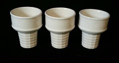 (3) Pfaltzgraff Off White Ice Cream Cone Style Cups Herb Planters Pots Flower