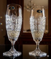 Vtg-70s KARAS CRYSRTAL Czech Republic Hand Cut Find Lead Crystal Over 24% Pbo