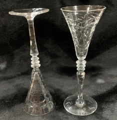 Libbey Rock Sharpe 2009-10~ Sherry Glasses~Cut Floral & Arch Design 5 7/8”
