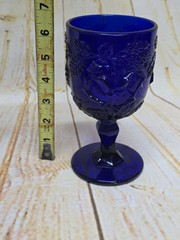 Blue Cobalt Madonna Inn Wild Rose Goblet Fenton Art Glass 6.5″