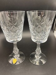 2 Tiffin Franciscan Deauville Crystal 7.25″ Water Goblets Stem 17711