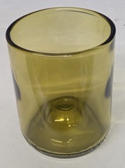 Upcycled Handmade 4 pc Green Tumblers Drinking Glasses Made From Wine Bottles