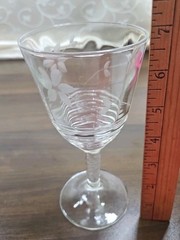 Federal Glass Cut Floral Ringed Bowl And Stem Clear 6 5/8” Water Goblet(s)