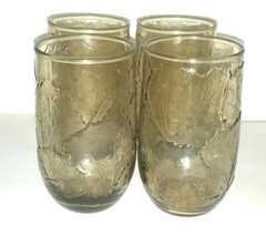 Anchor Hocking Juice Glasses Oak Leaf Low Ball Cocktail Glass Vtg Lot Of 4