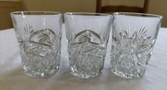 Heisey Pinwheel & Fan, Star Clear Crystal Glass Tumblers #305 Set of 3 Vtg