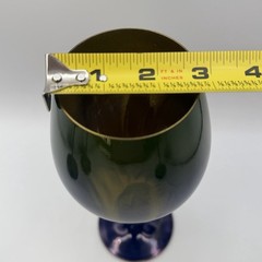 4 Ambiente Swiezel Art Glass Stemmed Wine Glasses Cobalt Blue & Gold 9.25″