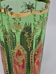 19th Century Bohemian Moser Style Juice Glass Gold Enamel Decor 3 3/4″ #2