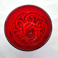L.G. Wright by Fenton Double Wedding Ring Ruby Stemmed Glass Water Goblet 8oz