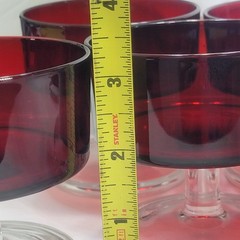 Vintage 1970s Luminarc Cavalier Suede Ruby Red Champagne/Dessert Cups Set of 7