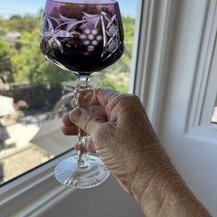 LAUSITZER GLAS 4 8.25 AJKA MARSALA Cut Crystal Handcut Mouthblown Goblets