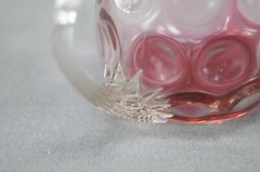 Victorian Rubina Spot Optic Inverted Thumbprint Custard / Punch Cup Circa 1880s