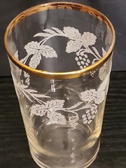 Vintage Bartlett Collins 22Kt Gold Trim Grapevine 10 oz Glass/ Tumbler