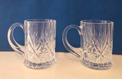 Set of 2 Cristal d’Arques-Durand Chantilly Taille Beaugency Crystal Mugs .France
