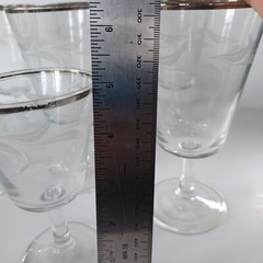 Set Of 6 Plus Freebie Vintage Silver Rim Laurel Leaf Etched Stemware France