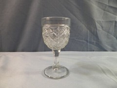 Specialty Glass Co. EAPG Pattern F Clear Glass Wine Goblet Circa 1892