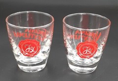 Vintage MCM Virginia Gentleman Kentucky Bourbon Shot Glasses Libbey Set Of 2