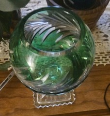 Anna Hutte Bleikristall Emerald Green Cut To Clear Crystal Wine