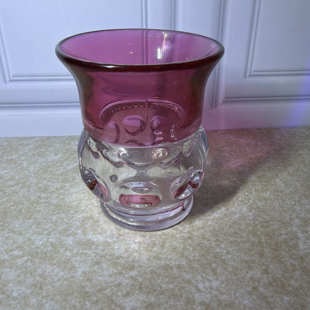 Vintage Tiffin Franciscan King’s Crown Cranberry Flashed 4″ Juice Glass
