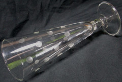 8 MCM clear glass etched polka dots pilsner beer footed 7 5/8″ high tumblers
