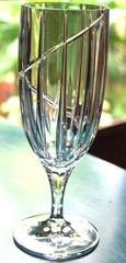 Vtg Cut Crystal ‘UPTOWN’ Swirl Cut ICED TEA GOBLET GLASS 14 oz Pristine 8 3/8″