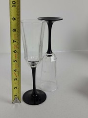2 Vintage Luminarc Octime Crystal Black Stem Champagne Flutes Wine Glass France
