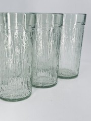 1960’s Kerr clear drinking glasses tree bark pattern / Set of 6 MCM Tumblers