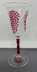 Applied Grapes Art Nouveau Decorated Glass Aperitif Early 1900s, 5 1/8″