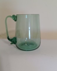2013 Mark Taylor Signed Handblown Green Glass Medieval Cylindrical Tankard