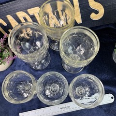HAZEL ATLAS 5.5″ Goblet Beverage Wine Glass ACT54 Half Panel – Set Of 6 VTG