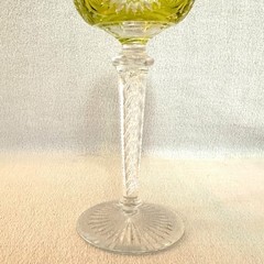 St. Louis Glass? Cut to Clear Crystal Wine Hock Yellow Chartreuse Air Twist Stem
