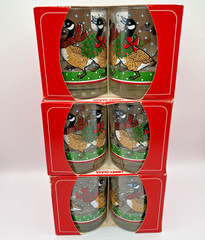 Vtg Libbey Christmas Canada Goose Crystal Tumblers Holiday Rocks Glass USA (12)