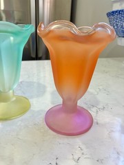 Set Of 4 Vintage Libby Ka-Dinks Frosted Pastel Ombre Sundae Glasses Beautiful