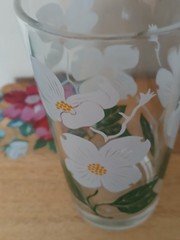 4 Vintage Boscul Peanut Butter Juice Glasses White Dogwood