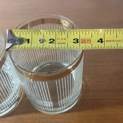 Etched Barware Glasses Lowball Whiskey Cups Old Fashion Gold Vintage Set Of 2