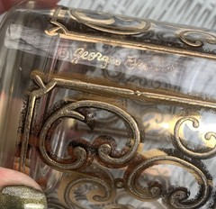 MCM Signed George Briard’s Double Old Fashion Glass Spanish Scroll 22k Filigree
