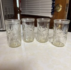 Anchor Hocking Vintage Star Atomic Starburst Jelly Jar Juice Glass lot of 4