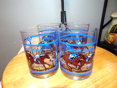 Lot of 4 Santa Anita Park Horse Racing Rocks Glass 4″ Arcadia, California