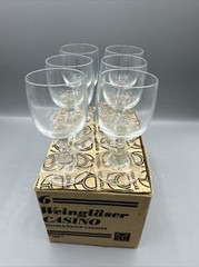 Vintage Weingläser Casino Liqueur Cordial 2.33oz Original Box West Germany Set/6