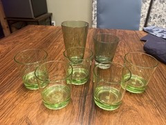 Lot Of 7 Green Tint Vintage Acrylic Tumbler/Rock Glasses