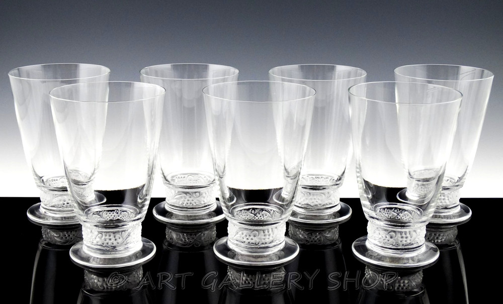 Lalique France PHALSBOURG OR RIQUEWIHR 5-1/4″ FLAT TUMBLERS GLASSES Set 7 Mint