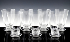 Lalique France PHALSBOURG OR RIQUEWIHR 5-1/4″ FLAT TUMBLERS GLASSES Set 7 Mint