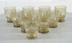 magnificent Art Nouveau Art Nouveau Bowl 4 L with 10 glasses 12 pieces